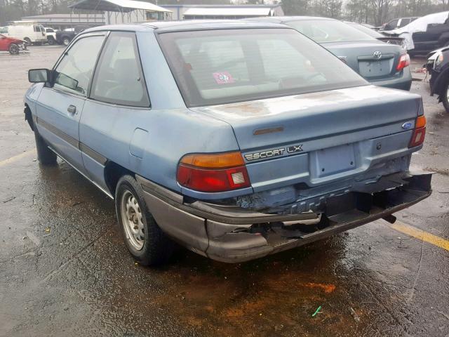 1FAPP11J5MW114883 - 1991 FORD ESCORT LX BLUE photo 3