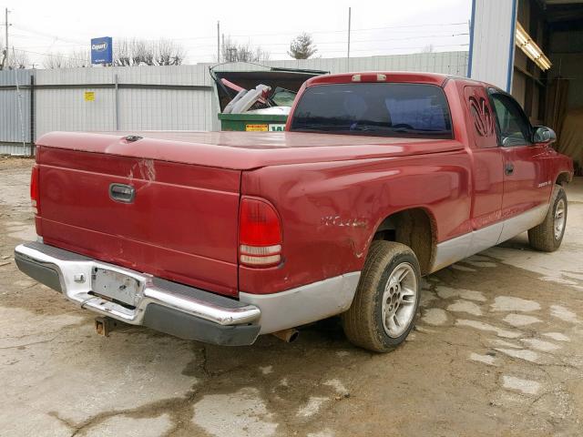 1B7GL22XXXS151454 - 1999 DODGE DAKOTA RED photo 4