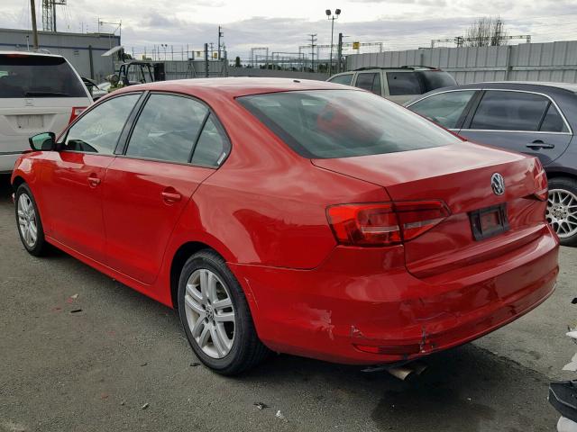 3VW2K7AJ1FM251616 - 2015 VOLKSWAGEN JETTA BASE RED photo 3