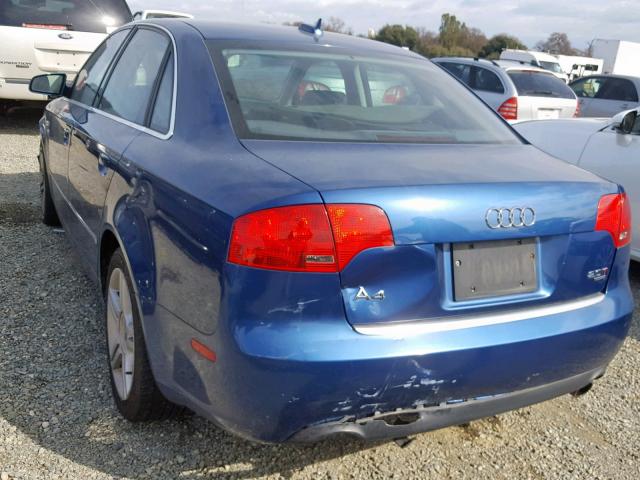 WAUDF78E26A235069 - 2006 AUDI A4 2.0T QU BLUE photo 3