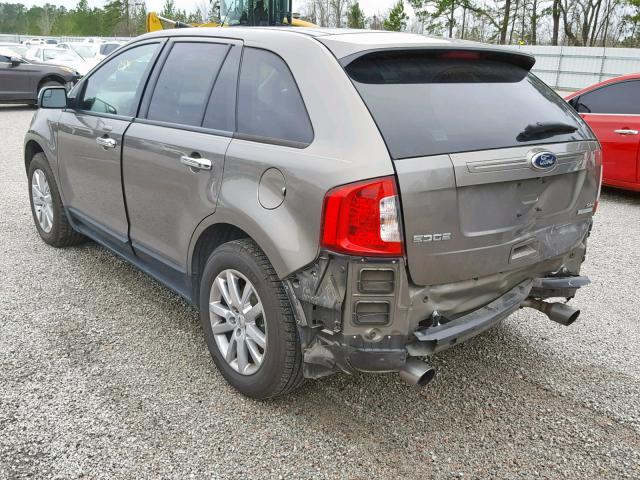 2FMDK3J98DBB19747 - 2013 FORD EDGE SEL BROWN photo 3