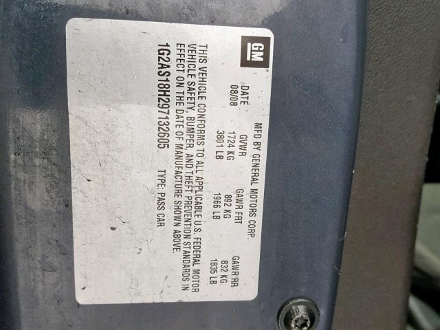 1G2AS18H297132605 - 2009 PONTIAC G5 CHARCOAL photo 10