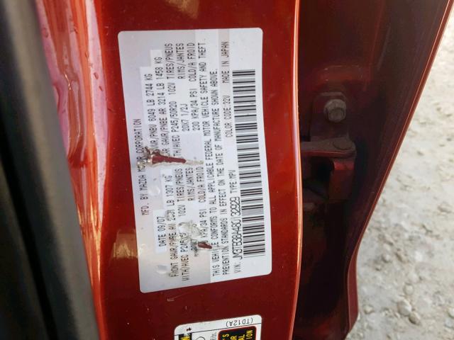 JM3TB38A480132929 - 2008 MAZDA CX-9 RED photo 10