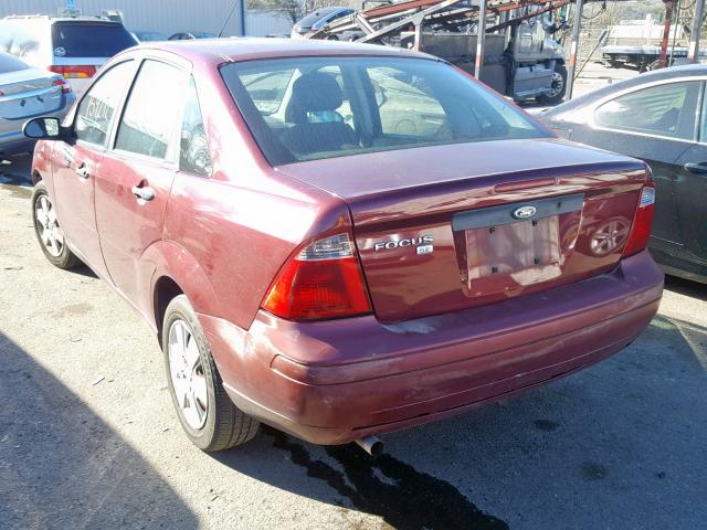 1FAHP34N67W134188 - 2007 FORD FOCUS ZX4 RED photo 3