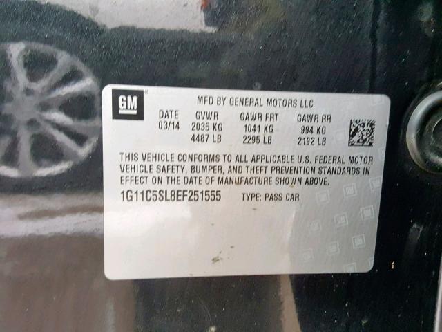 1G11C5SL8EF251555 - 2014 CHEVROLET MALIBU 1LT 黑色 照片 10