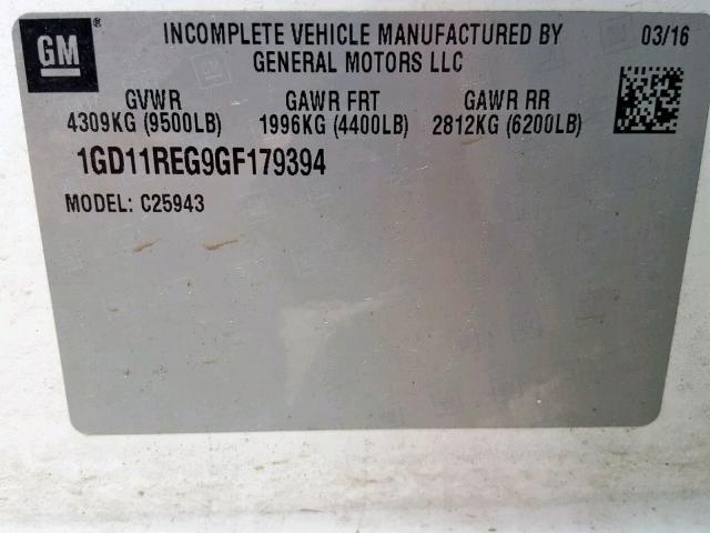 1GD11REG9GF179394 - 2016 GMC SIERRA C25 WHITE photo 10