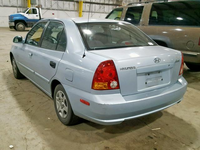 KMHCG45C25U577756 - 2005 HYUNDAI ACCENT GL BLUE photo 3