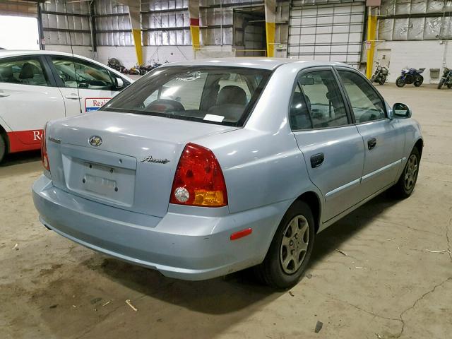 KMHCG45C25U577756 - 2005 HYUNDAI ACCENT GL BLUE photo 4