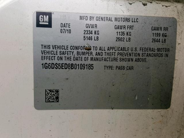 1G6DS5ED8B0109185 - 2011 CADILLAC CTS PREMIU CREAM photo 10