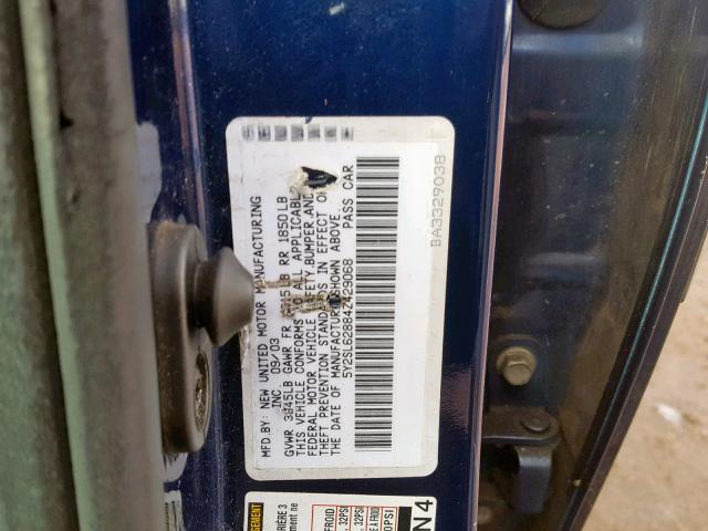 5Y2SL62884Z429068 - 2004 PONTIAC VIBE BLUE photo 10