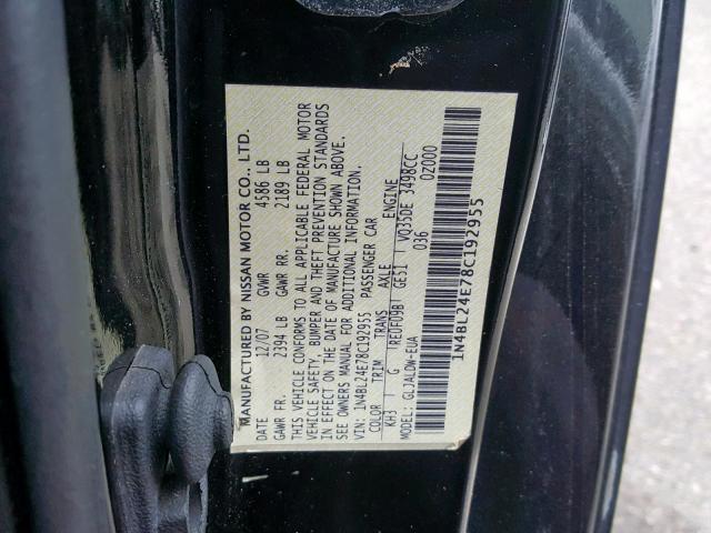 1N4BL24E78C192955 - 2008 NISSAN ALTIMA 3.5 BLACK photo 10