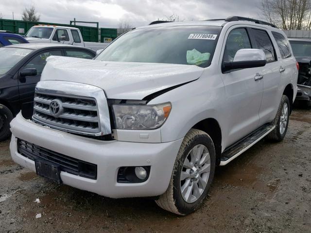 5TDBY67A78S019026 - 2008 TOYOTA SEQUOIA PL WHITE photo 2