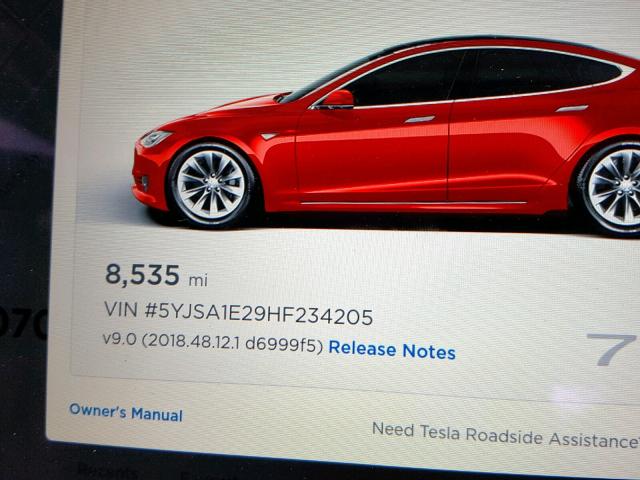 5YJSA1E29HF234205 - 2017 TESLA MODEL S Բորդո լուսանկար 8