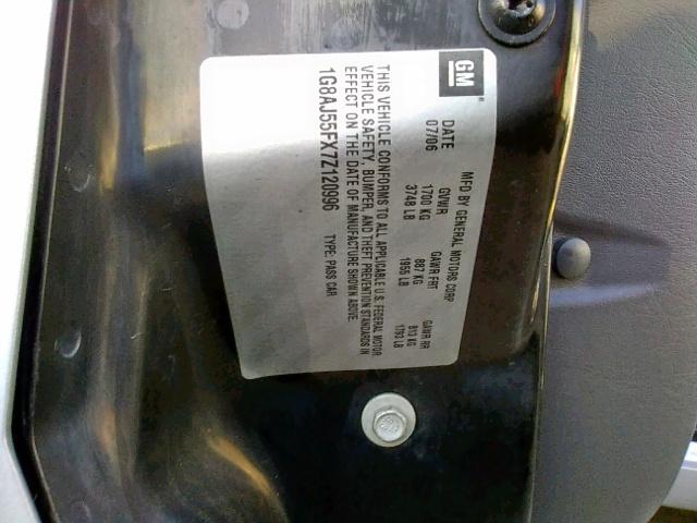 1G8AJ55FX7Z120996 - 2007 SATURN ION LEVEL GRAY photo 10