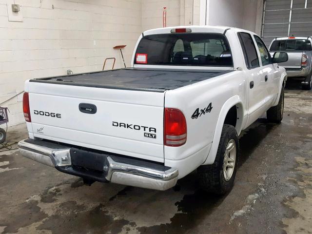 1D7HG48N34S654397 - 2004 DODGE DAKOTA QUA WHITE photo 4