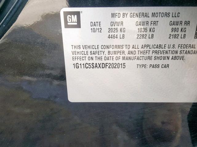 1G11C5SAXDF202015 - 2013 CHEVROLET MALIBU 1LT 黑色 照片 10