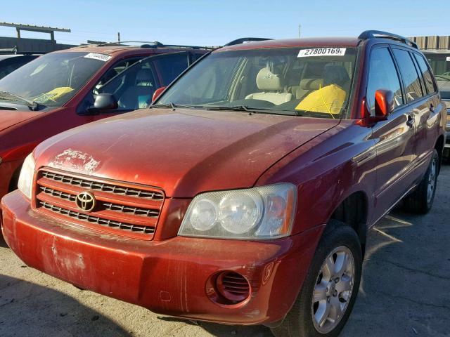 JTEHD21A620012159 - 2002 TOYOTA HIGHLANDER RED photo 2