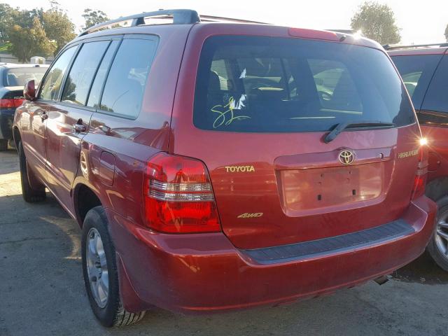 JTEHD21A620012159 - 2002 TOYOTA HIGHLANDER RED photo 3