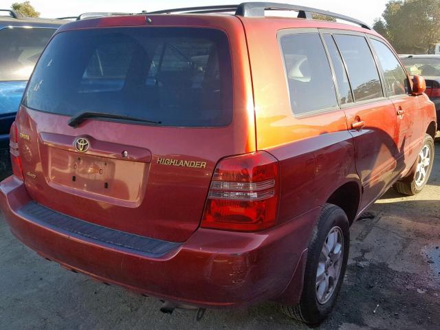 JTEHD21A620012159 - 2002 TOYOTA HIGHLANDER RED photo 4