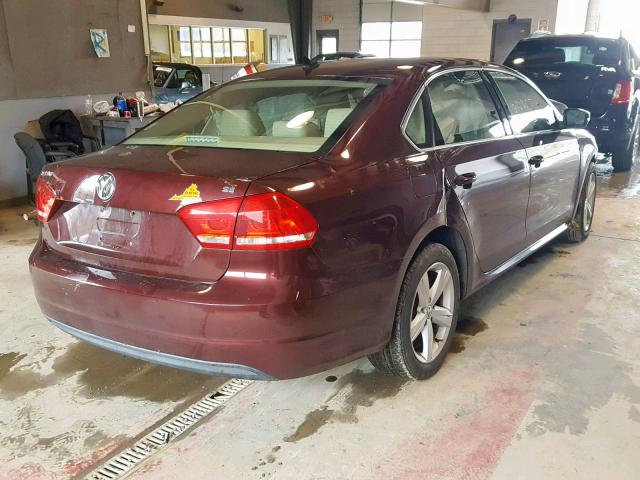 1VWBP7A39DC109788 - 2013 VOLKSWAGEN PASSAT SE BURGUNDY photo 4