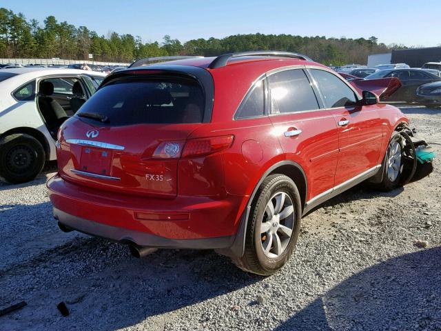 JNRAS08U54X105118 - 2004 INFINITI FX35 RED photo 4