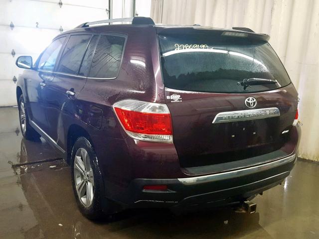 5TDDK3EH4BS056891 - 2011 TOYOTA HIGHLANDER BURGUNDY photo 3