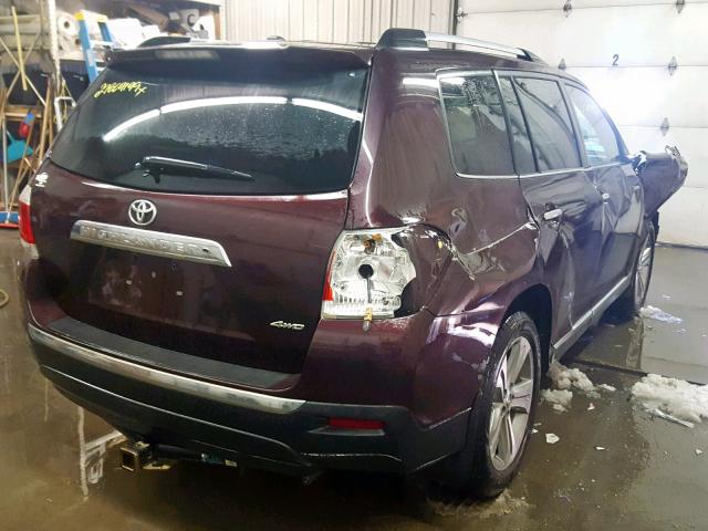 5TDDK3EH4BS056891 - 2011 TOYOTA HIGHLANDER BURGUNDY photo 4