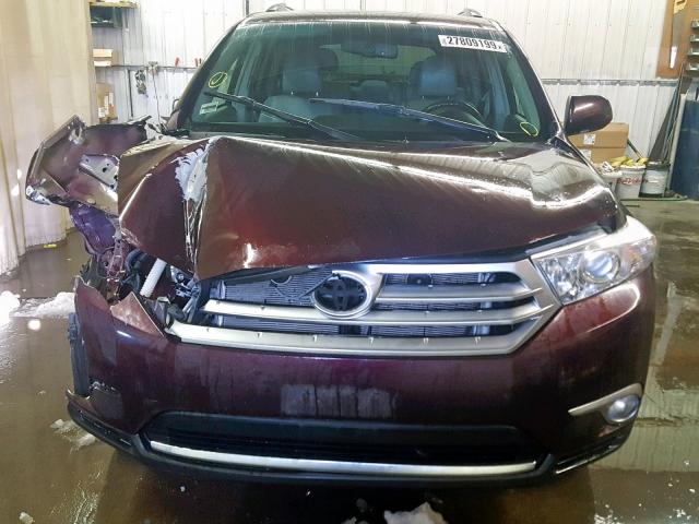 5TDDK3EH4BS056891 - 2011 TOYOTA HIGHLANDER BURGUNDY photo 9