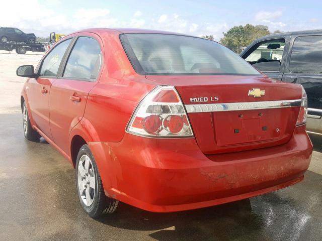 KL1TD56647B115524 - 2007 CHEVROLET AVEO BASE წითელი ფოტო 3