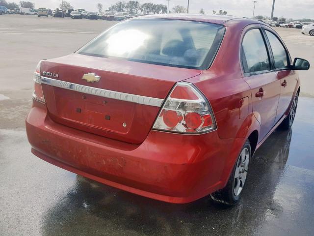 KL1TD56647B115524 - 2007 CHEVROLET AVEO BASE წითელი ფოტო 4