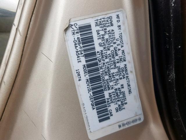 4T1GK13E7SU065392 - 1995 TOYOTA CAMRY XLE BEIGE photo 10