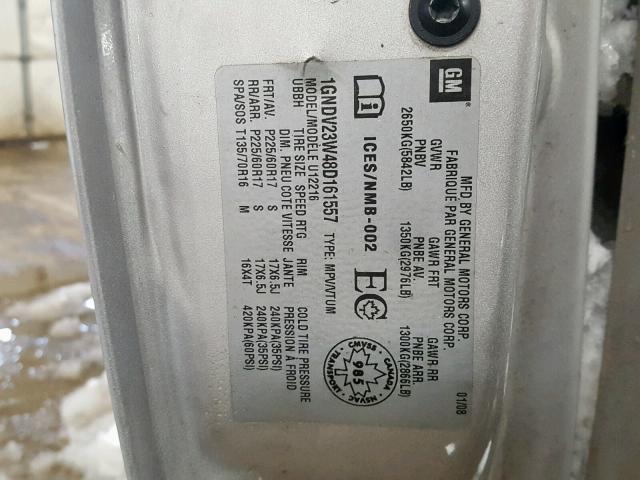 1GNDV23W48D161557 - 2008 CHEVROLET UPLANDER L Gümüş foto 10