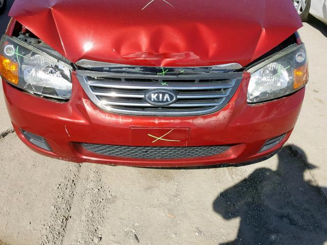 KNAFE221295651284 - 2009 KIA SPECTRA EX RED photo 9