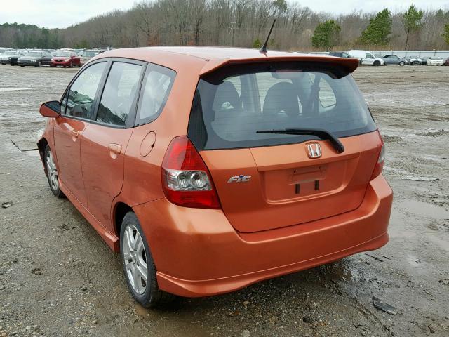 JHMGD38608S033429 - 2008 HONDA FIT ORANGE photo 3