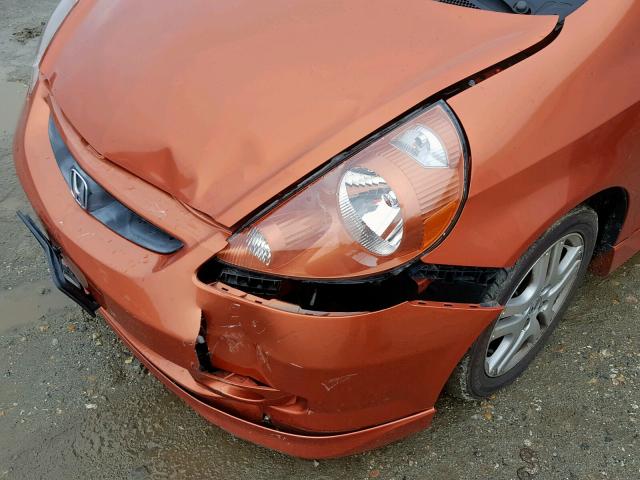 JHMGD38608S033429 - 2008 HONDA FIT ORANGE photo 9