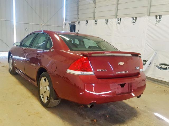 2G1WD57C091290987 - 2009 CHEVROLET IMPALA SS RED photo 3