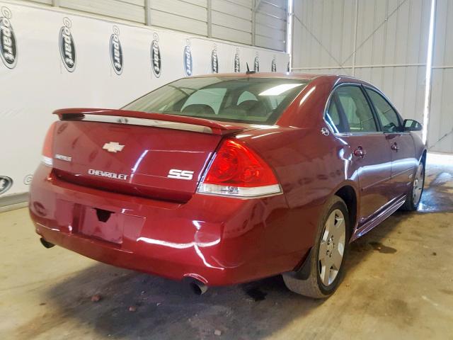 2G1WD57C091290987 - 2009 CHEVROLET IMPALA SS RED photo 4