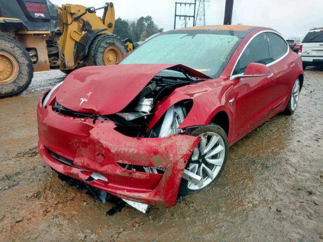 5YJ3E1EA0JF015493 - 2018 TESLA MODEL 3 RED photo 2