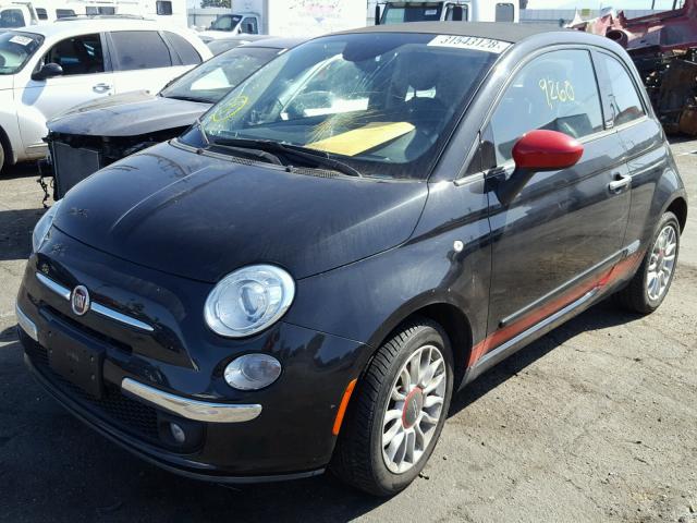 3C3CFFERXDT678094 - 2013 FIAT 500 LOUNGE BLACK photo 2