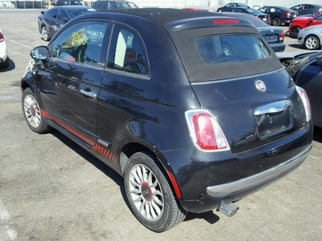 3C3CFFERXDT678094 - 2013 FIAT 500 LOUNGE BLACK photo 3