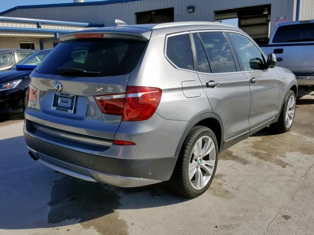 5UXWX7C58CL736420 - 2012 BMW X3 XDRIVE3 GRAY photo 4