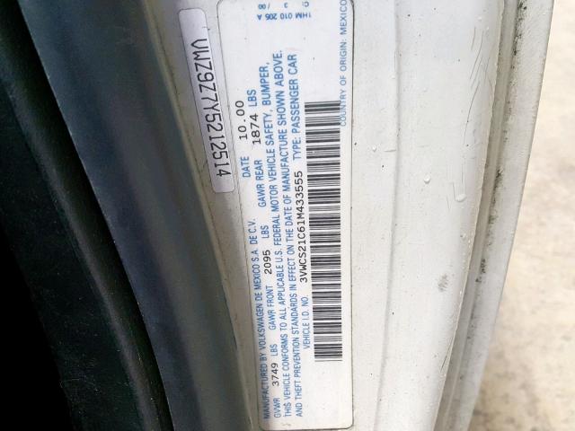 3VWCS21C61M433555 - 2001 VOLKSWAGEN NEW BEETLE Ağ foto 10