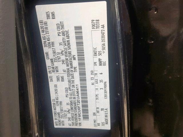 1FMCU0F72EUA96411 - 2014 FORD ESCAPE S BLACK photo 10