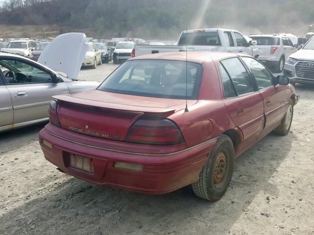 1G2NE55D7SC763591 - 1995 PONTIAC GRAND AM S RED photo 4