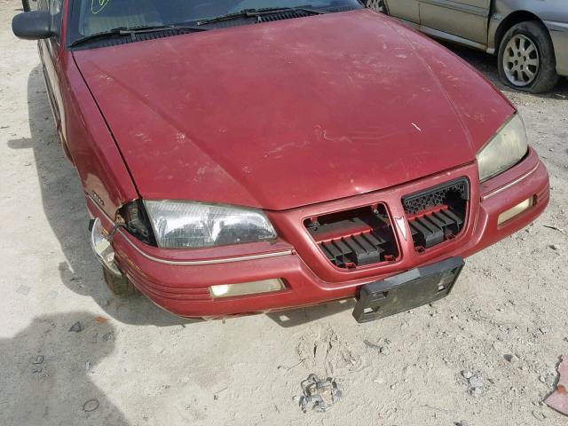 1G2NE55D7SC763591 - 1995 PONTIAC GRAND AM S RED photo 9