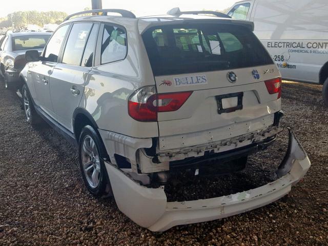 WBXPA93436WG91132 - 2006 BMW X3 3.0I WHITE photo 3