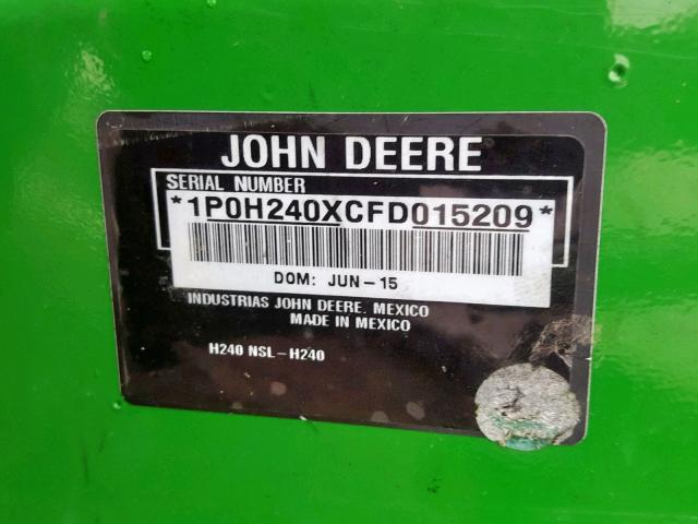 1P0H240XCFD015209 - 2015 JOHN DEERE LOAD FORKS GREEN photo 10