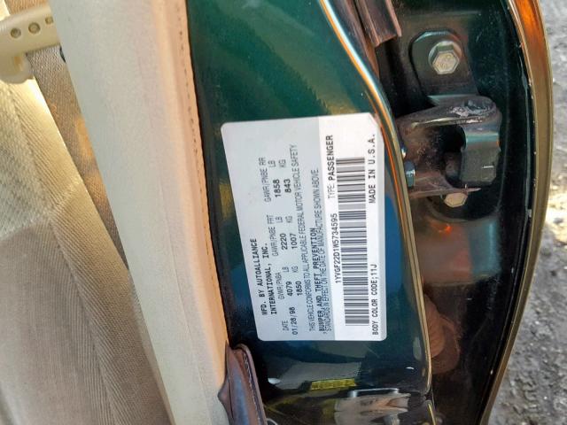 1YVGF22D1W5734595 - 1998 MAZDA 626 ES GREEN photo 10