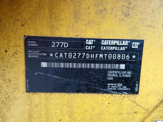 CAT0277DHFMT00806 - 2016 CATERPILLAR SKIDSTEER YELLOW photo 10