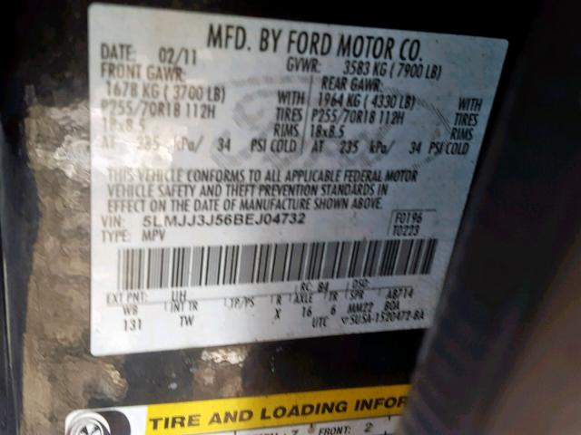 5LMJJ3J56BEJ04732 - 2011 LINCOLN NAVIGATOR BLACK photo 10